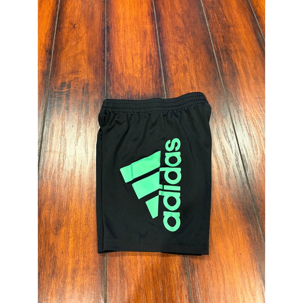 adidas Black Shorts with Green Logo - Kids